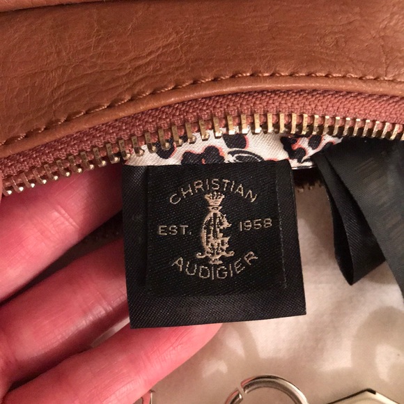 CHRISTIAN AUDIGIER tan leather purse,gold hardware - Picture 4 of 8